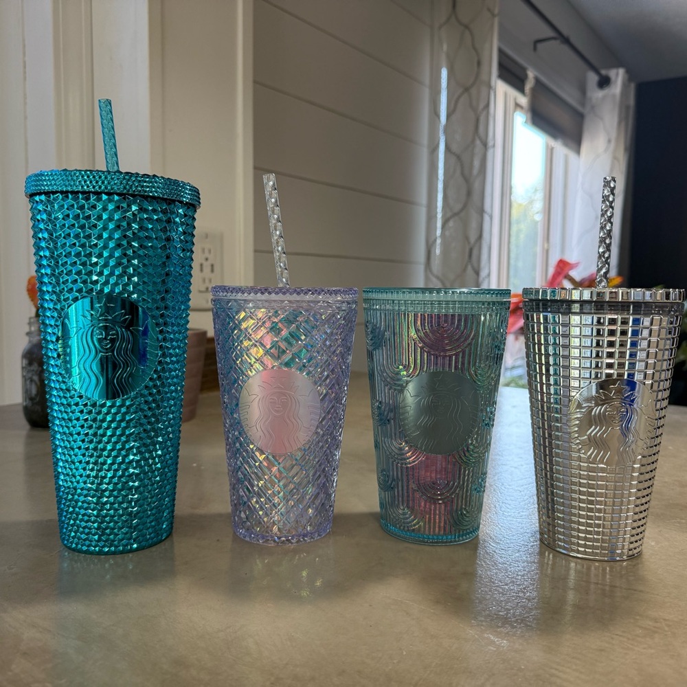 Starbucks Blue and Silver Textured Tumbler Set